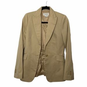 Zara Woman Longline Two Button Blazer Career Business Causal Neutral Tan Sz 6